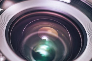 Güzel Kamera Lens arka plan. Makro görünümü.