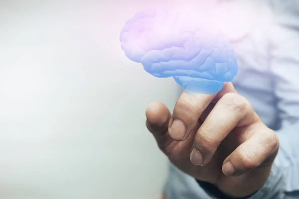 Primer Plano Humano Tocando Fondo Blanco Medios Mixtos — Foto de Stock