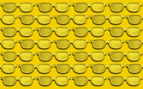 Modèle Créatif Jaune Lunettes Fond Concept Été — Photo