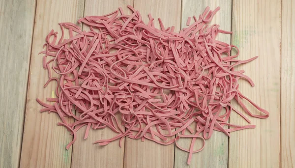 Home Tomatoes Red Noodles Wooden Table Background — Stock Photo, Image