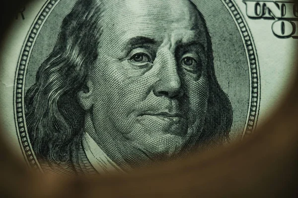 Close Franklin Face One Hundred Dollar American Dollars Cash Money — Stock Photo, Image