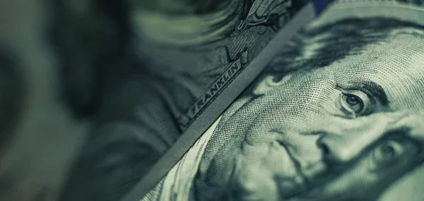 프랭클린 얼굴에 100 달러걸어 Dollars Cash Money Background — 스톡 사진