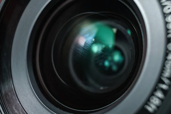 Close up dust and peel on a camera lens  background. Macro view.