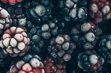 Taze dondurulmuş böğürtlen arka planı kapatın. Makro görünümü.