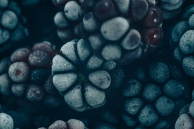 Taze dondurulmuş böğürtlen arka planı kapatın. Makro görünümü.