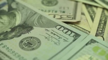 Dolar Yakın Konsept. Amerikan Doları Nakit Para arka plan. Makro görünümü. Dönüş 360 derece.