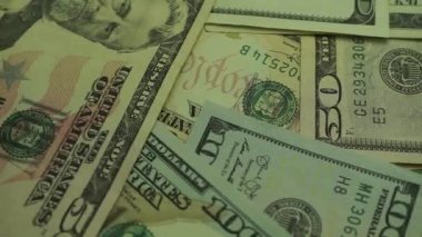 Dolar Yakın Konsept. Amerikan Doları Nakit Para arka plan. Makro görünümü. Dönüş 360 derece.