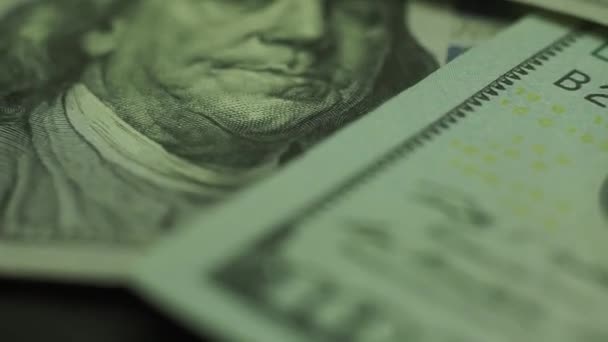 Gros Plan Beaux Dollars Contexte Américain Dollars Cash Money Billets — Video