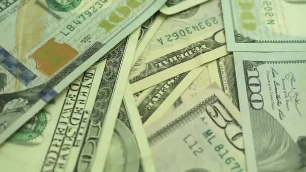 ドルクローズアップコンセプト アメリカドル現金マネーの背景 マクロ ビュー 回転360度 — ストック動画