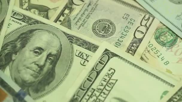 Close Bellissimi Dollari Sfondo Dollari Americani Dollari Americani Soldi Contanti — Video Stock