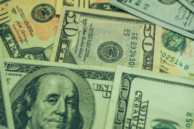 Dolar Yakın Konsept. Amerikan Doları Nakit Para arka plan. Makro görünümü. 