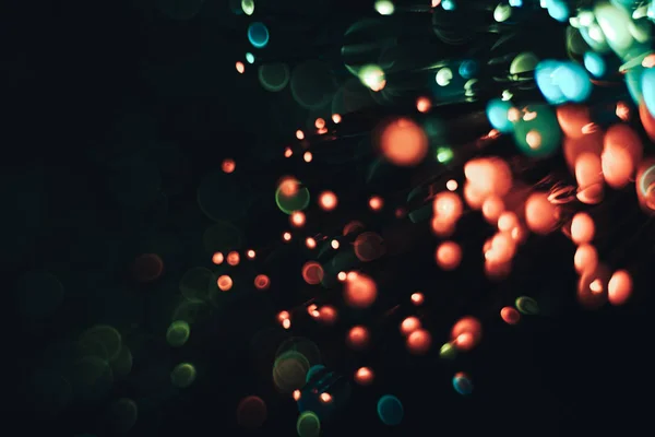 Gyönyörű Sokszínű Absztrakt Optikai Fény Bokeh Sötét Háttérrel — Stock Fotó