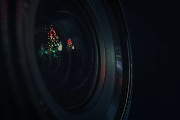 Lente Abertura Câmera Bonita Com Reflexo Vidro Brilho Multi Colorido — Fotografia de Stock