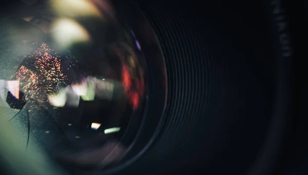 Lente Abertura Câmera Bonita Com Reflexo Vidro Brilho Multi Colorido — Fotografia de Stock