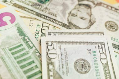 Güzel Dolarlar Arkaplanı 'nı kapatın. Amerikan, Amerikan Doları Nakit Para. Yüz Dolarlık Banknotlar. 