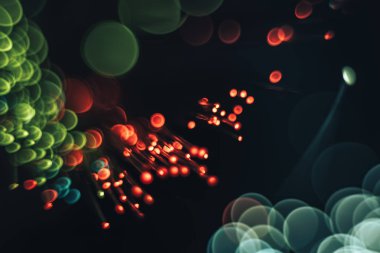 Çok renkli parlak arka plan üzerinde güzel soyut fiber optik ağ kablosu.