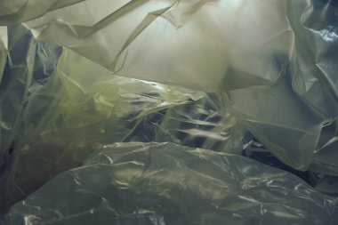 Güzel plastik torba soyut arkaplanı kapat. Plastik Torba Konsepti yok, dünyayı kurtar, dünyayı koru.