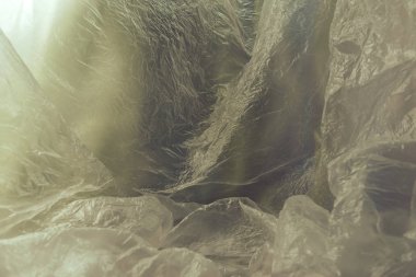 Güzel plastik torba soyut arkaplanı kapat. Plastik Torba Konsepti yok, dünyayı kurtar, dünyayı koru.