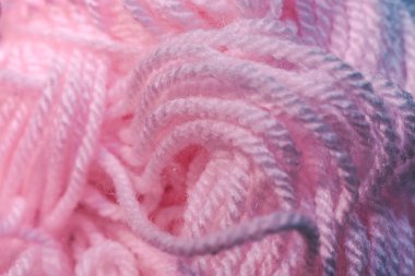 Pembe iplik arkaplan dokusunun güzel karışıklığını kapat. Makro Fotoğraf Görünümü.