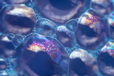 Tasarım için güzel soyut mavi baloncuklar arka plan deseni dokusu. Makro görünüm. 