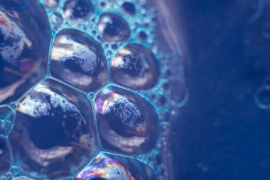 Tasarım için güzel soyut mavi baloncuklar arka plan deseni dokusu. Makro görünüm. 