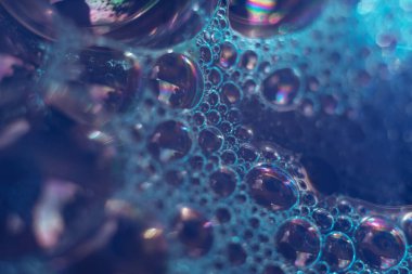 Tasarım için güzel soyut mavi baloncuklar arka plan deseni dokusu. Makro görünüm. 