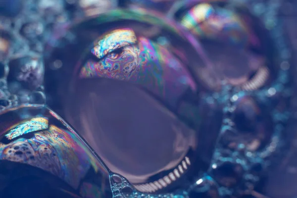 デザインのための美しい抽象的な青の泡の背景パターンテクスチャ マクロビュー — ストック写真