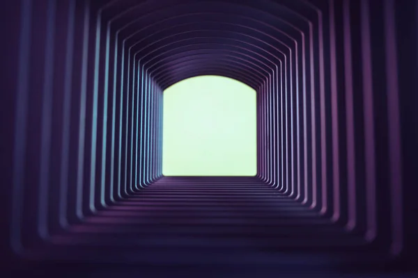 Mooie Abstracte Grijze Tunnel Met Kleur Licht Een Witte Glans — Stockfoto