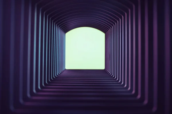 Hermoso Túnel Gris Abstracto Con Luz Color Sobre Brillo Blanco —  Fotos de Stock