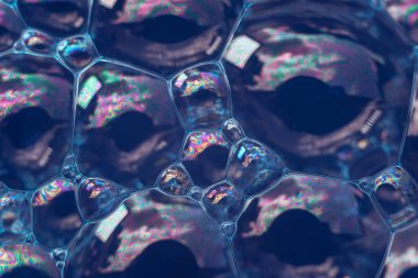 Tasarım için güzel soyut mavi baloncuklar arka plan deseni dokusu. Makro görünüm. 