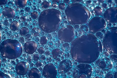 Tasarım için güzel soyut mavi baloncuklar arka plan deseni dokusu. Makro görünüm. 