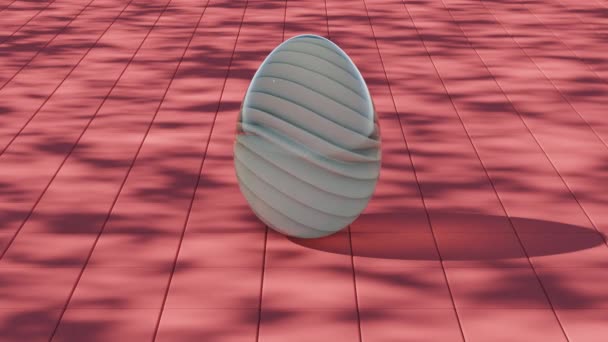 Μινιμαλιστικός Σχεδιασμός Πασχαλινού Αυγού Γυάλινη Υφή Και Ρετρό Κυματοειδή Στοιχεία — Αρχείο Βίντεο