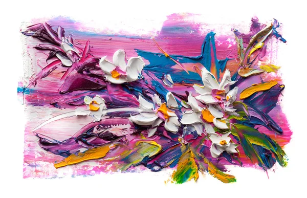 Olej Malba Kytici Květin Impresionistický Styl Bílém Pozadí — Stock fotografie