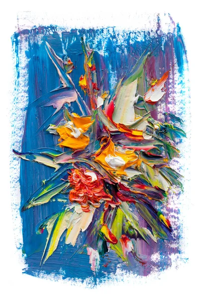 Olej Malba Kytici Květin Impresionistický Styl Bílém Pozadí — Stock fotografie