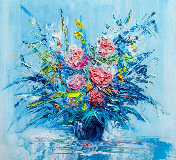 Pittura Olio Mazzo Fiori Stile Impressionista — Foto Stock