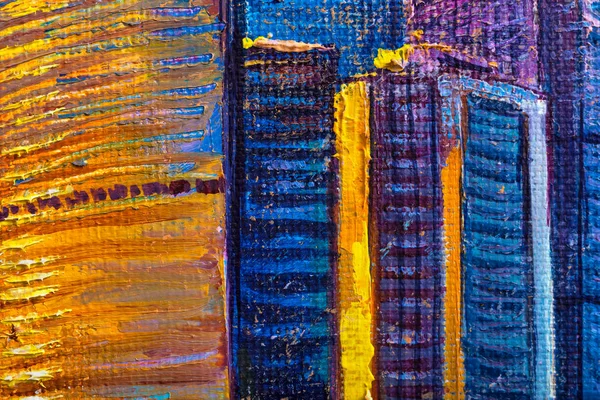 Künstlerische Malerei Von Wolkenkratzer Abstrakte Style Cityscape Ölfarben — Stockfoto