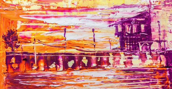 川に架かる夏の風景橋 ストック画像