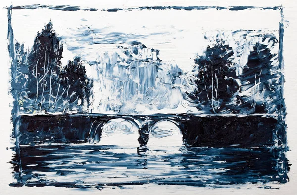 公園の橋の夏風景 ロイヤリティフリーのストック画像