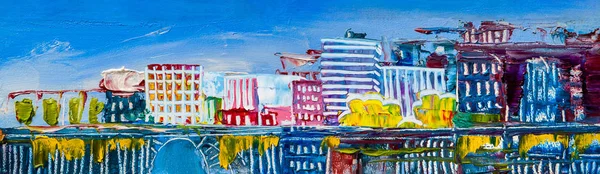 超高層ビルの芸術的絵画概要スタイル都市景観パノラマ — ストック写真