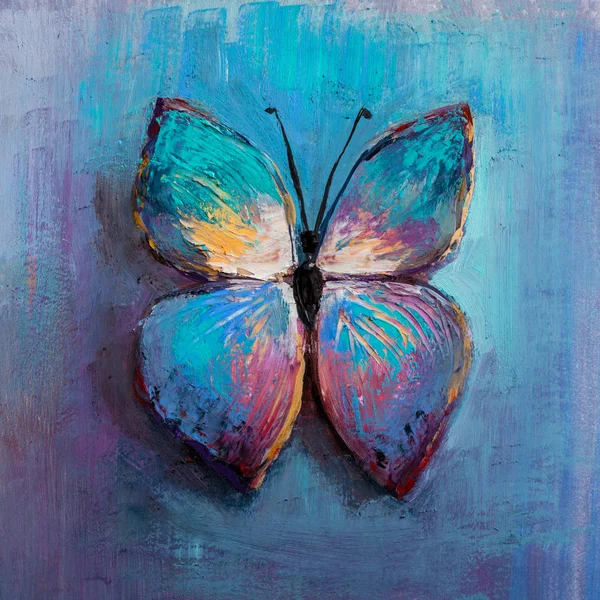 Peinture Huile Papillon Bleu — Photo