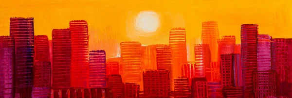 Abstract painting of urban skyscrapers. — Stock Photo, Image