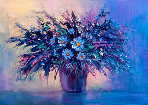Pintura a óleo Flores Margarida — Fotografia de Stock