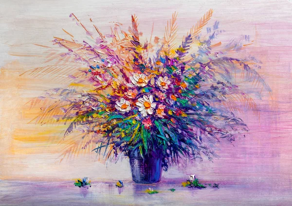 Pintura al óleo un ramo de flores  . —  Fotos de Stock