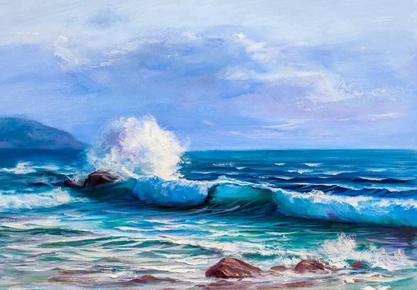 Seascape  painting .Sea wave. — Stock Photo, Image