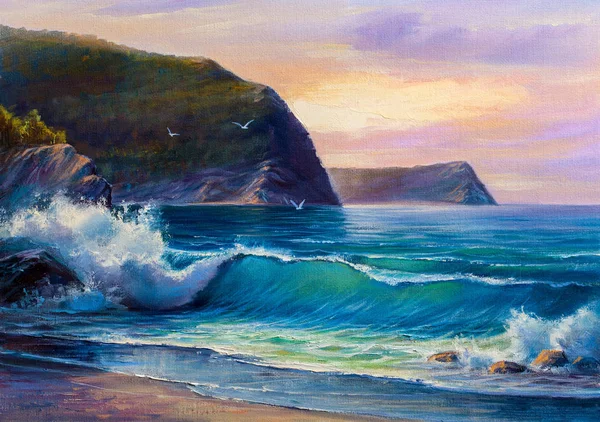 Painting seascape. Sea wave. — Stock Photo, Image