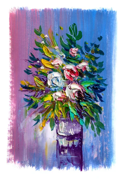 Pittura ad olio fiori — Foto Stock
