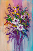 Картина, постер, плакат, фотообои "oil painting flowers", артикул 309885712