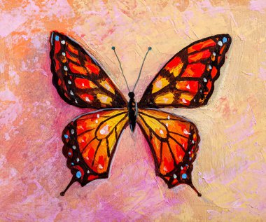 Kral kelebeğinin yağlı boya tablosu  