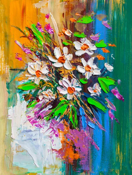 Pittura ad olio Fiori di margherita — Foto Stock