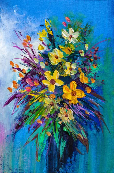 Pintura al óleo flores — Foto de Stock